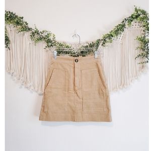 NEW H&M Tan Corduroy Button Mini Skirt sz 2
